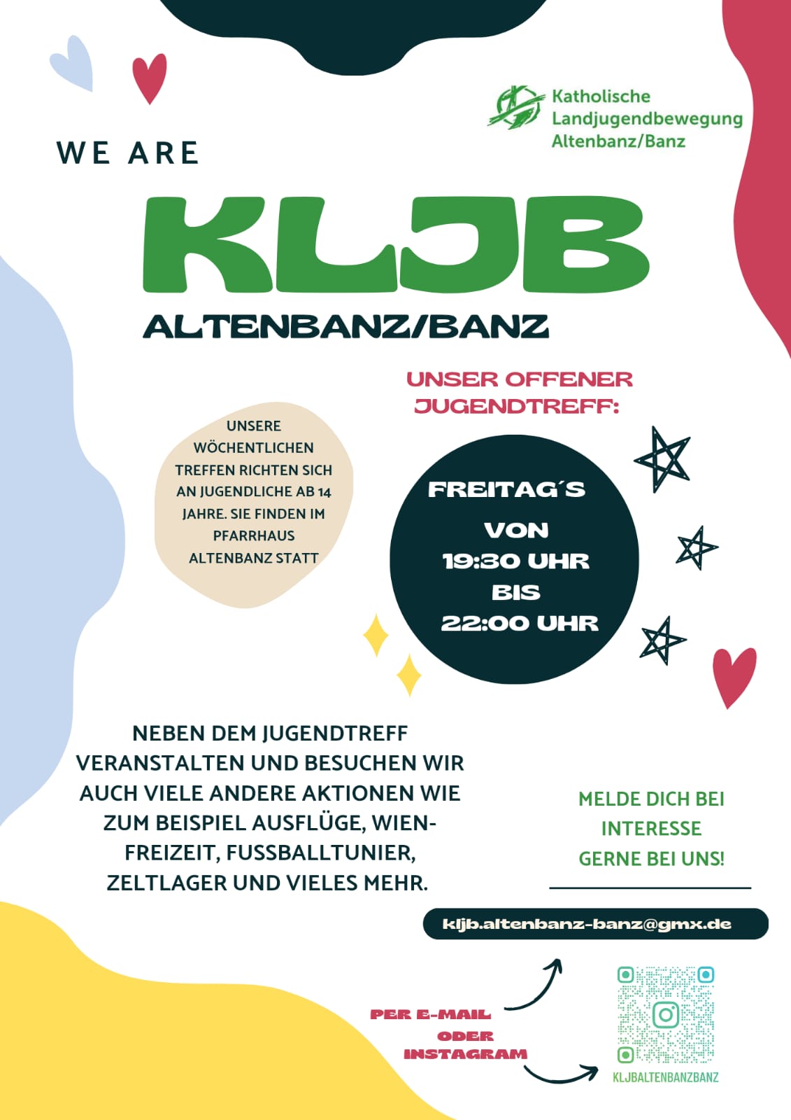 Plakat offener Jugendtreff KLJB Altenbanz/Banz