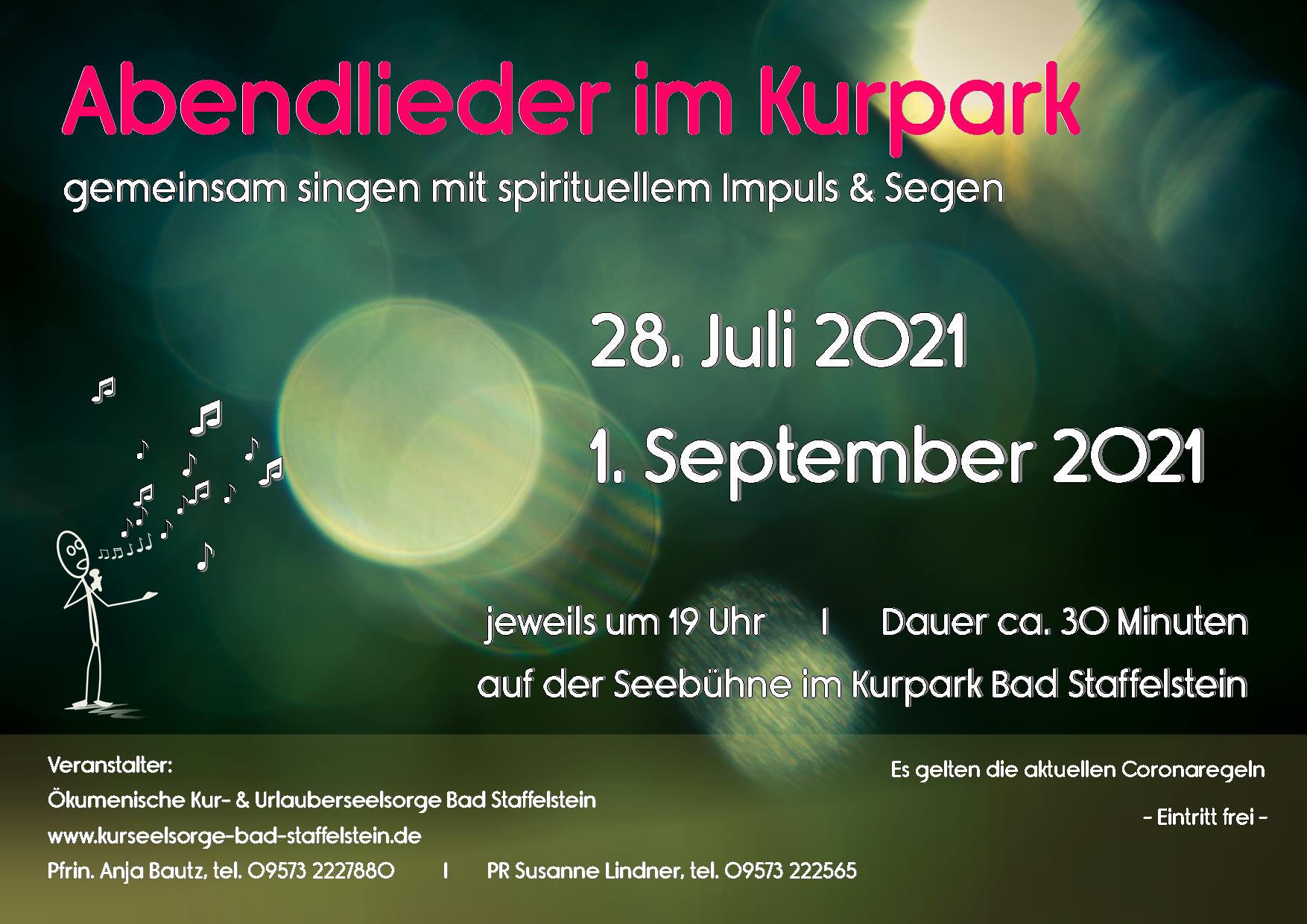 Plakat Abendlieder im Kurpark