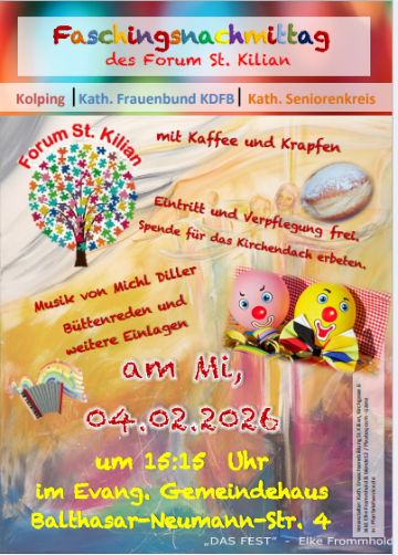 Plakat Faschingsnachmittag Forum St. Kilian