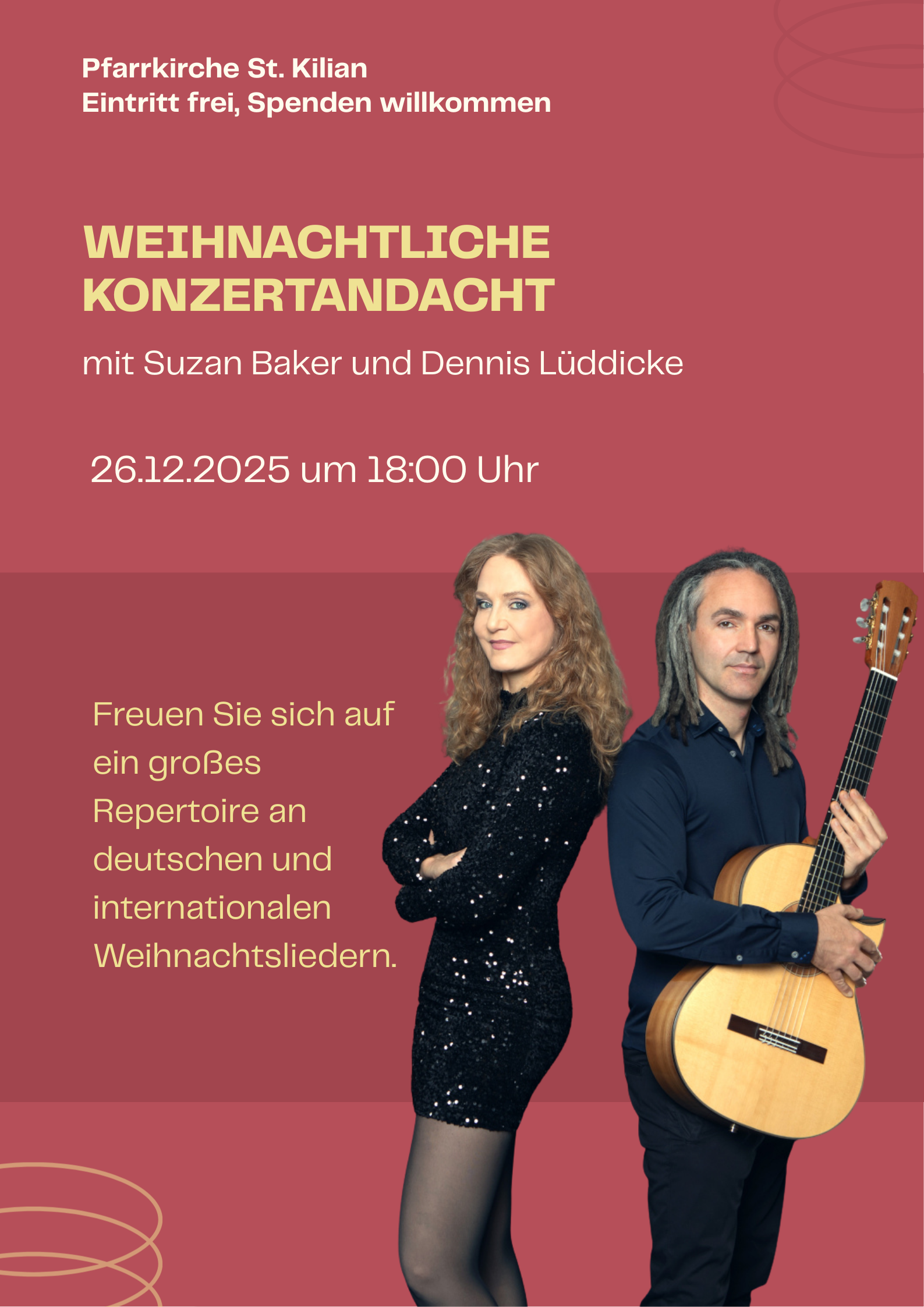 Weihnachtlicht Konzertandacht Suzan Baker Dennis Lüddicke